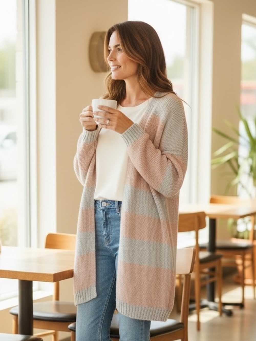 Les Soeurs striped open front cardigan - Picture 4 of 5